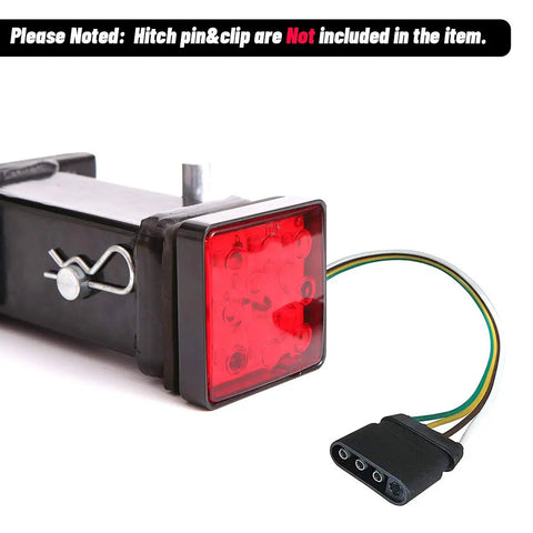 Red Lens Trailer Hitch Cover With 12 LED Brake Light For 2 Inch Receiver Keeps It Lit With Rear Fog Light Function 12V System Ready