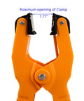 Front view of orange K Type Thermocouple Temperature Clamp Sensor For HVAC Systems, 1.8 inch jaw opening, durable industrial grade.