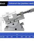 8-inch Stainless Steel Angle Vise With Tool Steel Clamp System For Precision Machining, Integrated Slots For Flexible Clamping