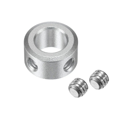 Close-up of Aluminum Alloy Shaft Collar Clamp On Set Screw Two Pack For 8mm Shaft With 14mm Outer Diameter And 8mm Thickness
