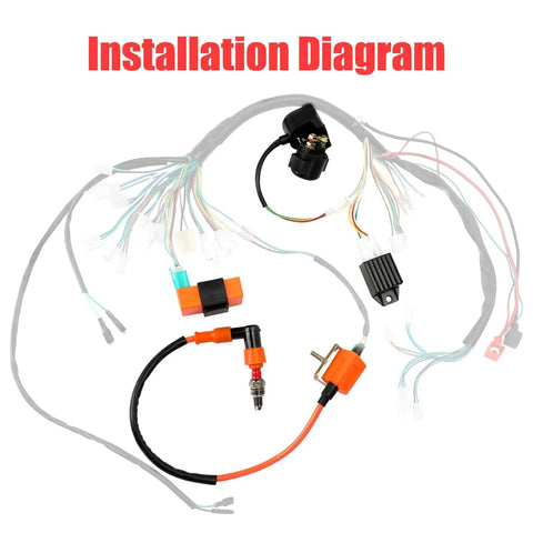 Installation diagram of Ignition Coil CDI Box Starter Solenoid Relay Voltage Regulator For Taotao Coolster 110cc 125cc Chinese ATVs.