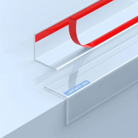 Top Shelf Clear Self Adhesive Wall Corner Protectors Keep Door Frames Cabinets And Baseboards Looking Crisp While Battling Daily Nicks Perfect Diy Project Pick 31 5 By 1 18 Inch with red tape backing on white surface.