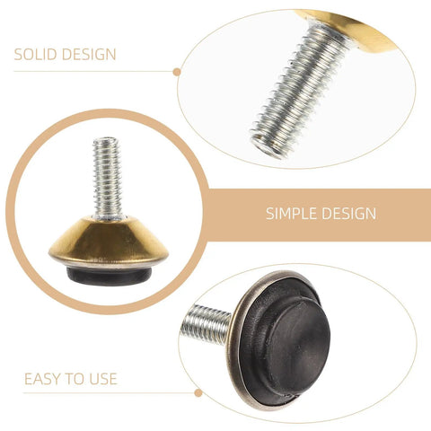 Beefy Adjustable Furniture Leveling Feet for Tables Chairs and Cabinets Heavy Duty Iron and PVC Floor Levelers