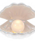 Ceramic Shell Pearl Light LED Clam Tabletop Lamp For Beach Room Decor White Pearl Glow Ocean Theme Night Light Gift