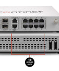 Straight Up Top Tier Enterprise Network Security Appliance With Five Year Premium Coverage Featuring SaaS App Guardrails And Intelligent Data Theft Prevention For Bulletproof Cyber Defense That Keeps Your Business Locked Down Tight, showing rear panel with 10 GE RJ45 ports.