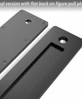 2 Pack 12 Inch Barn Door Handles With No Gap Flat Plate Design Heavy Duty Square Matte Black Sliding Barn Door Pull Handles Easy To Install Upgrade Back Plate Welded For Seamless Fit, showing flat back plate design in matte black.