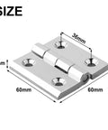 Heavy Duty Zinc Alloy Butt Hinge For Cabinet Doors And Furniture, Silver 60x60mm size detail with dimensions labeled