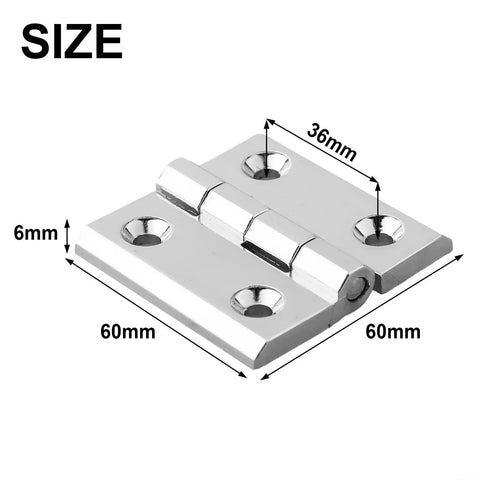 Heavy Duty Zinc Alloy Butt Hinge For Cabinet Doors And Furniture, Silver 60x60mm size detail with dimensions labeled