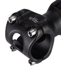 Close-up of Adjustable 31.8mm MTB Handlebar Stem 110mm Length 0 To 60 Degrees, black, four-bolt clamp visible