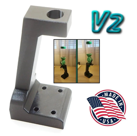 Powder Measure Bench Stand For Redding RS-6 Mount And RCBS Uni-Flow, 3D Printed Composite Black Holder with Made in USA label