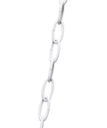 White chain detail from Two-Light Kitchen Pot Rack With Down Lights In Brushed Nickel Finish, 35.5 Inch Long, Ceiling Mount With Two 3-Foot Chains, Built Tough Steel Construction, Holds Up To 20 Lbs, Bulbs Not Included