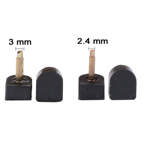 Close-up of 24 Pairs High Heel Tip Caps Replacement U Shape Anti Slip Cap Set in black, with two pin sizes, 3 mm and 2.4 mm.