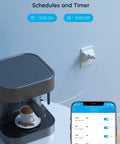 Smart Plug 15A WiFi Bluetooth Outlet Works With Alexa And Google Assistant controlling coffee maker timer