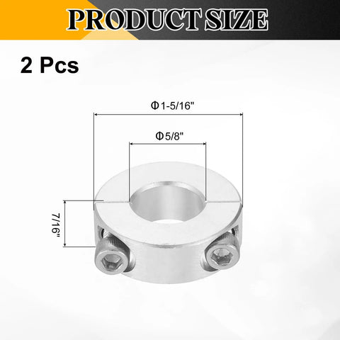 Two-Piece Double Split Shaft Collar Clamp-On Set Screw Collars For Five Eighths Bore And One Point Three One Two Five Inch Outer Diameter Aluminum 2024 Lightweight Built To Last Solid Lockdown For Smooth Spin, 2 pcs, 5/8 bore