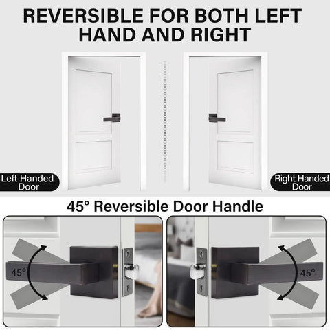 Heavy Duty Hall And Closet Door Lock With Brushed Bronze Lever, Zinc Alloy Construction, showing reversible handle for left and right doors