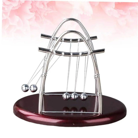 Newton's Cradle Pendulum Dynamics Learning Kit For Hands On Education And Large Desk Decor with five steel balls