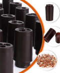 Heavy Duty Dry Splice Wire Connector Crimp Sleeve 600V Rating Perfect For Secure Electrical Circuit Splices Low Voltage High Voltage Applications Includes 50 Pack With Pre Filled Sleeves For Tough Jobs Around The House And Shop, brown copper sleeves