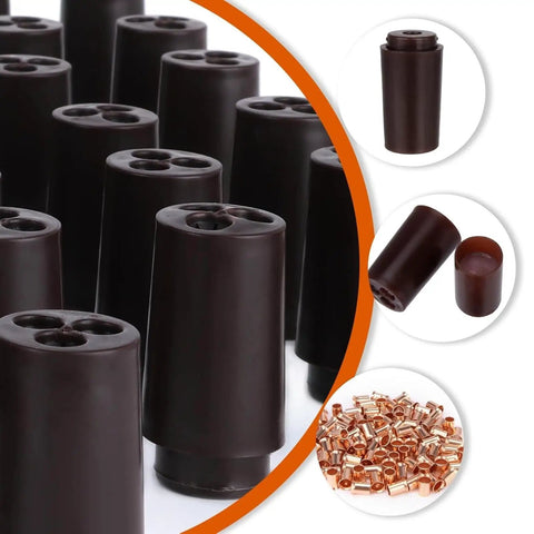 Heavy Duty Dry Splice Wire Connector Crimp Sleeve 600V Rating Perfect For Secure Electrical Circuit Splices Low Voltage High Voltage Applications Includes 50 Pack With Pre Filled Sleeves For Tough Jobs Around The House And Shop, brown copper sleeves