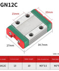 From 100mm To 500mm Miniature Linear Rail Slide Guide With Carriage Pro Grade Linear Motion System showing MGN12C rail dimensions