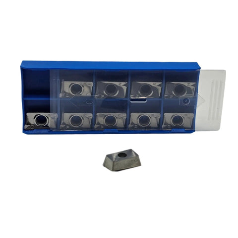 Replacement Carbide Inserts CB160408 APKT160408-PM YBG202 for Aluminum Machining displayed in a blue storage box