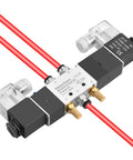 Industrial Grade 5 Way 3 Position Internally Piloted Pneumatic Solenoid Valve 4V230-08C, 12V DC Coil, PT1/4 Port, job-site ready