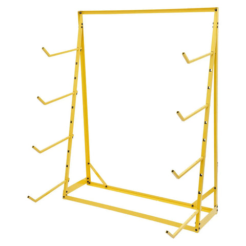 Heavy Duty Four Tier Cantilever Storage Rack With Badass 440 Lb Capacity Adjustable Pipe Organizer And Zero Hassle Freestanding Lumber Setup For Real Garage Grind Meant To Handle Long Boards Without Drilling In Bright Yellow