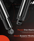 Beefed-Up Heavy Duty Front Steering Linkage Drag Link Tie Rod Kit For Dodge Ram 1500 2006 To 2008 Extended Crew Cab 4WD Ram 2500 2003 To 2010 Ram 3500 2003 To 2010 And Ram 2500 2011 To 2013 4WD black steering damper close-up