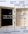 Interior view of Lockdown Heavy Duty EV Charger Housing Box With Waterproof Shield, showing features and cable management.