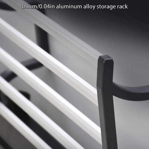 Close-up of aluminum alloy storage rack for No Fuss Slick Heavy Duty Foldable Mobile Training Table With Secure Lock Swivel Rollers.
