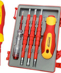 Heavy Duty 1000V Insulated Electrician Tool Set, 5 In 1 Pro Screwdriver Kit With Quick Release Handles and S2 steel bits.