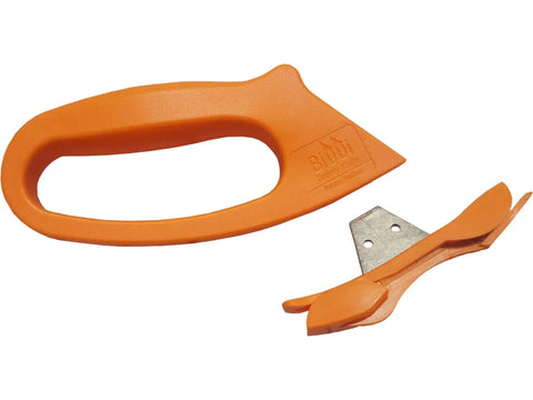 Totally Rock Solid Bi Directional Safety Knife With Slick Retractable Blade And Ergonomic Handle for vinyl cutting, featuring an orange ergonomic design.