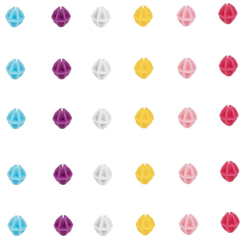 Colorful Spoke Beads For Kids Bikes 30 Pcs Spokies Snap On Beads in assorted colors on white background