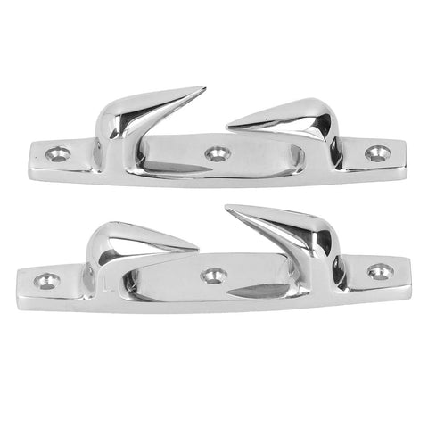 Two Pack 316 Stainless Steel Mooring Cleats 4.69 Inch Left Right Design For Boats Yachts And Marine Anchoring Durable Corrosion Resistant
