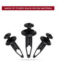 100 PC ATV Fastener Kit for Yamaha Grizzly and Rhino, black nylon push retainer clips, 6mm hole fit, durable plastic rivets