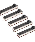 Five Pack Straight Linear Slide Potentiometers 3 Pin B10K 45mm Body, 30mm Travel, 5mm Handle Fader For Dimming And Tuning In Audio Mixers
