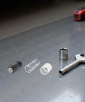 Hydraulic Floor Jack Repair Kit With Spring Lock Washer For Vehicle Maintenance And Construction Durable Iron And Rubber Parts For Secure Assembly Quick Setup And Versatile Jack Accessory For DIY Mechanics, showing spring, washer, socket and wrench