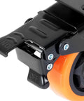 Close-up of Heavy Duty 3 Inch Swivel Plate Casters Set Of 4 With Secure Ab Locking Mechanism and Non Marking Pvc Wheels.
