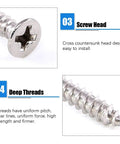 Rugged Heavy Duty Stainless Steel Flat Brackets 2 Inch 3 Inch 4 Inch With Screws close-up of screw head and deep threads detail for woodworking.
