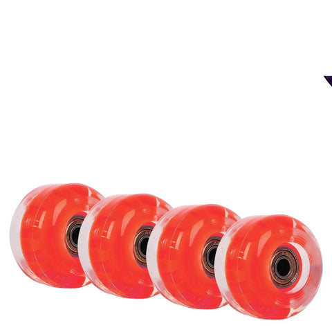 Lit Up Roller Skate Wheels 4 Pack 82A Red Glow At Night For Quad Skates Longboards And Skateboards Replacement Parts