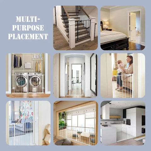 Triple Lock Baby Gate For Stairs And Doorways Extra Wide 31 To 86 Inches Pressure Mounted Walk Through Safety Gate in home settings