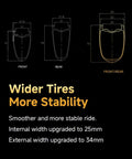 Diagram of Routte3 Carbon Road Wheelset 700C Ultralight Beast 1390g dimensions with 25mm internal and 34mm external widths