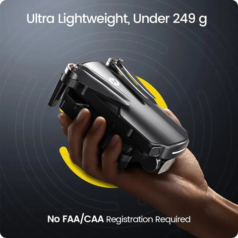 HS360S Foldable GPS Drone With 4K UHD Camera For Adults And Newbies, Ultra Lightweight Under 250g, held in hand for scale.