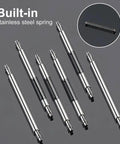 Slick Stainless Steel Watch Band Spring Bar Pins Kit With Removal Tool 360 Pieces 1.5mm Diameter showing six spring bars for watchbands.