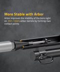 Laser Bore Sight Kit With 32 Adapters For 0.17 To 12 GA Calibers showing arbor for stability on barrel contact points