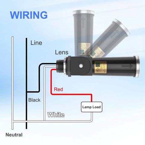 Wiring diagram for 120-277VAC Photocell Sensor System For Dusk To Dawn No Fuss Auto Light Switch Hard Wired Post Light Control
