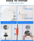 Easy install steps for 12 Pack 6 Inch Retrofit LED Recessed Lighting Dimmable 12.5W to 100W Daylight 5000K 950 Lumen High Brightness