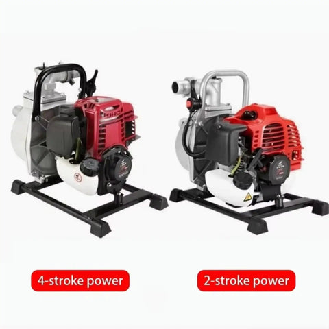 Heavy Duty Gasoline Mini Water Pump With High Lift Design And One Inch Port For No Fuss Yard Irrigation And Bulletproof Water Moving 2 4 Stroke Engine Compatible Models Anywhere showing 4-stroke and 2-stroke engine types.