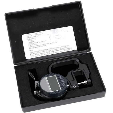 Digital Thickness Gauge 0 To 12.7mm And 0.5In With 0.01mm 0.0005In Resolution, Easy Read LCD, Ultra Precise Thickness Meter For Paper Film Leather And Wire, Great For Printing Press Settings Black in foam case