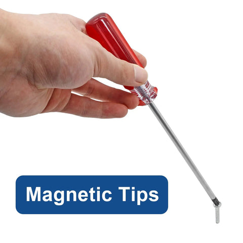 Heavy Duty Magnetic Torx Screwdriver Set With Ergonomic Handles Includes Six Star Bits T10 T15 T20 T25 T27 T30 forged from chrome vanadium steel in hand.