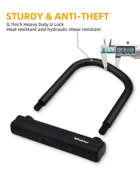 Heavy Duty 18mm U Lock And 4ft Chain Security Bundle For Bikes And EBikes, black 0.7-inch U lock with case